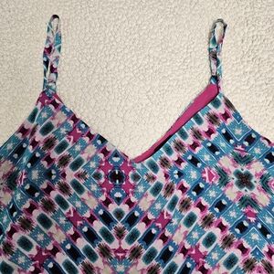 Torrid Blouse Tunic Multicolor Chiffon Pink Under Layer Spaghetti Straps Sz 3X